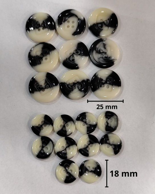 BOUTON JASPE MANTEAU  9 PCS 25 MM ET 10 PCS EN 18 MM