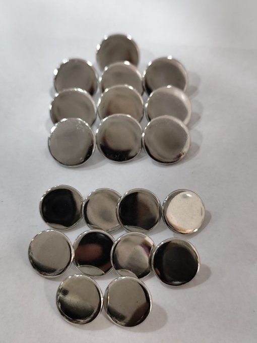 PROMOTION BOUTON METAL A QUEUE ARGENT 10 PCS en 15MM et 10 PCS en 18MM