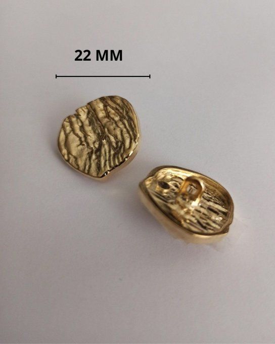 Bouton métal strié doré 22 mm à la pièce