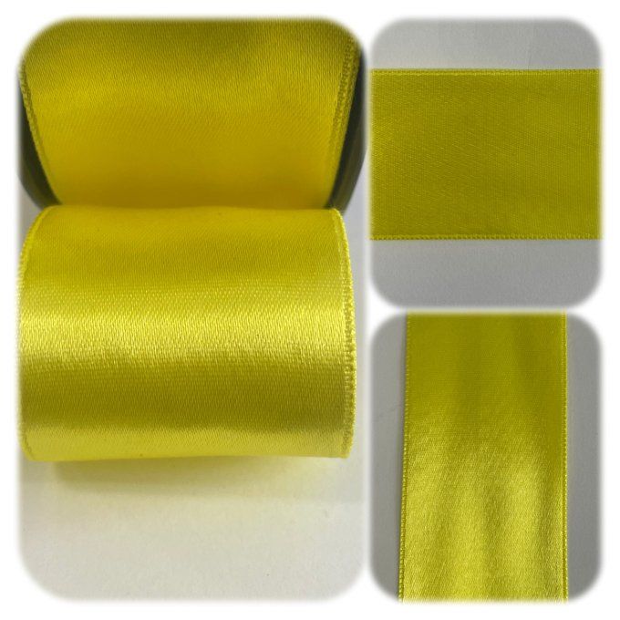 Ruban satin jaune fluo en 40 mm au mètre