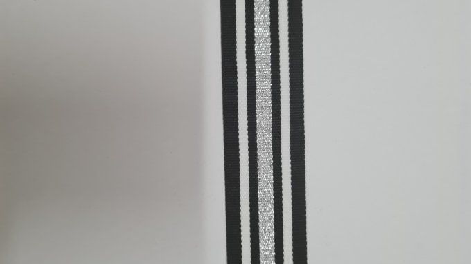 Gros grain rayé noir blanc argent 25mm au mètre