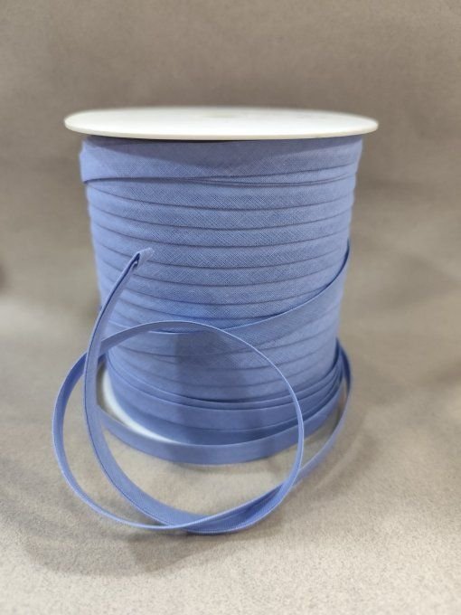 Rouleau de biais coton bleu de 100 m, 10 mm plié