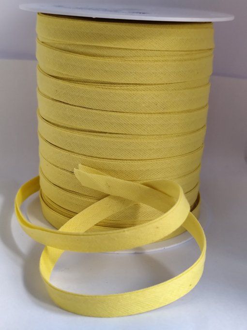 Biais coton jaune 10mm au mètre  -