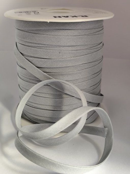 Biais coton gris clair  10mm au mètre  -