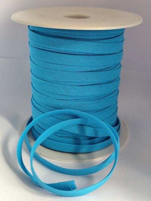 Biais coton bleu turquoise  10mm au mètre