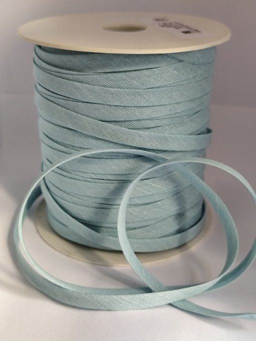 Biais coton vert d'eau  10mm au mètre  -