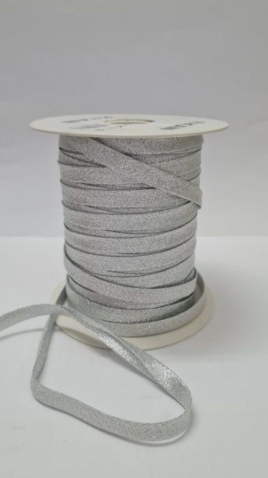 Biais lurex argenté 10 mm vendu au mètre – Axe Mode Paris