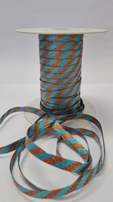 Biais lurex ciel cuivré 10 mm vendu au mètre – Axe Mode Paris