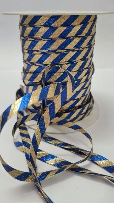 Biais lurex doré et bleu 10 mm vendu au mètre – Axe Mode Paris