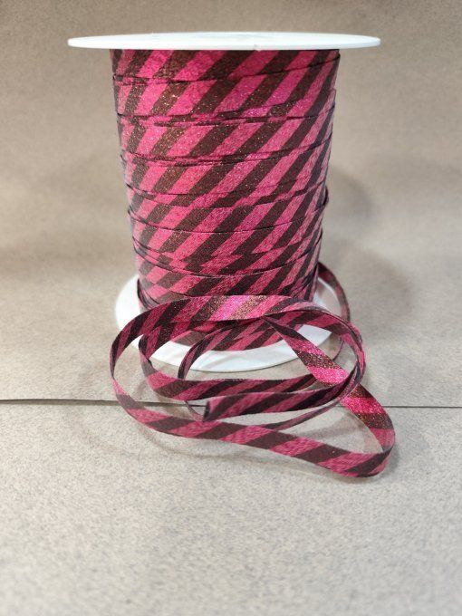 Biais lurex fuchsia et cuivre 10 mm vendu au mètre – Axe Mode Paris