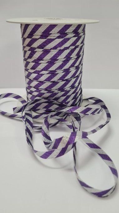 Biais lurex violet et argenté 10 mm vendu au mètre – Axe Mode Paris