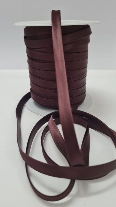 Promotion biais satin col bordeaux 10mm 100 mètres -