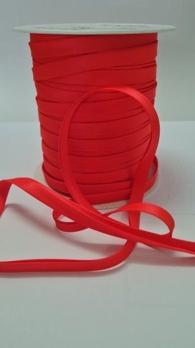 Biais satin corail fluo 10 mm pré-plié vendu au mètre