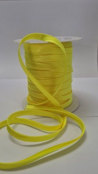 Biais satin jaune fluo 10 mm pré-plié vendu au mètre