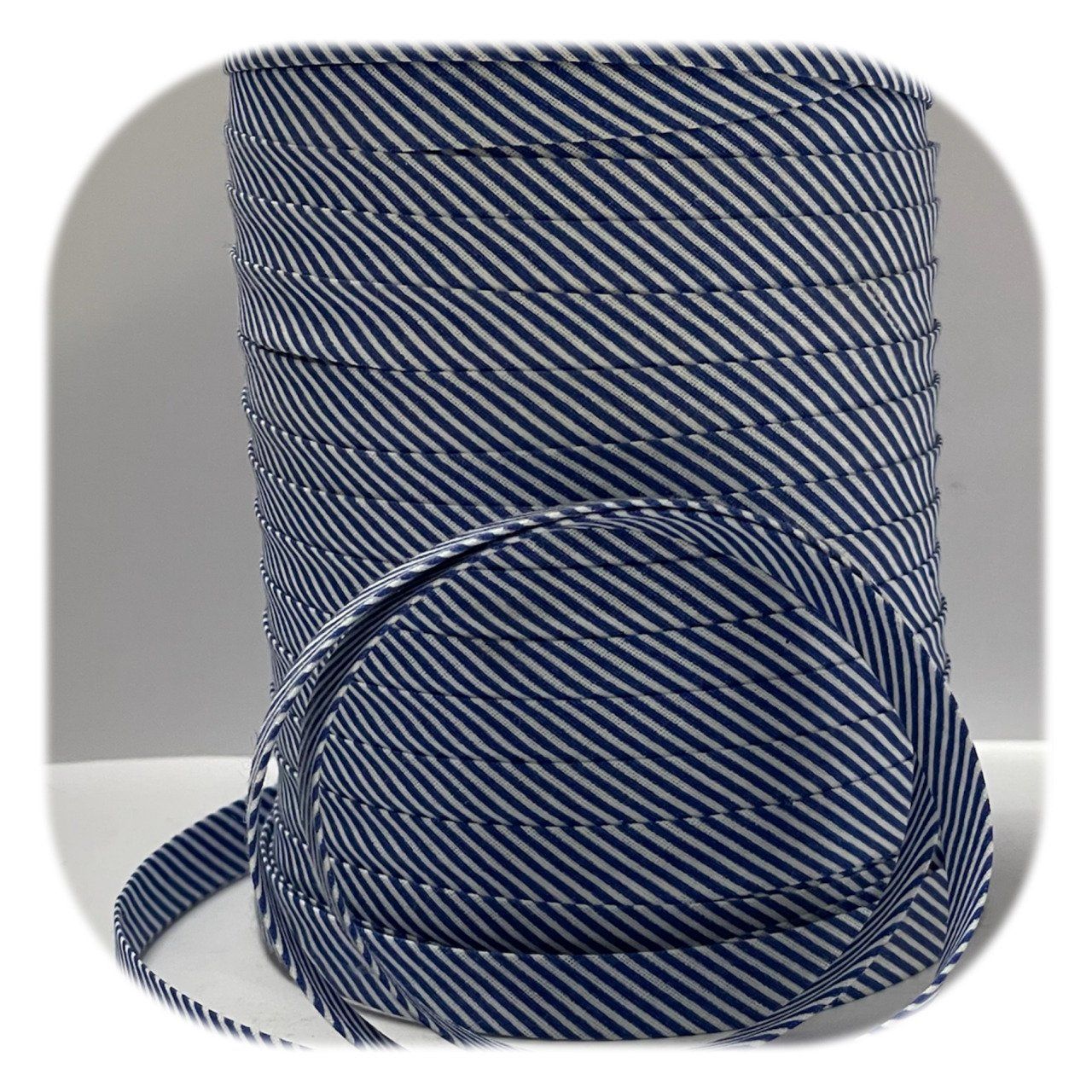 Biais coton rayé blanc marine