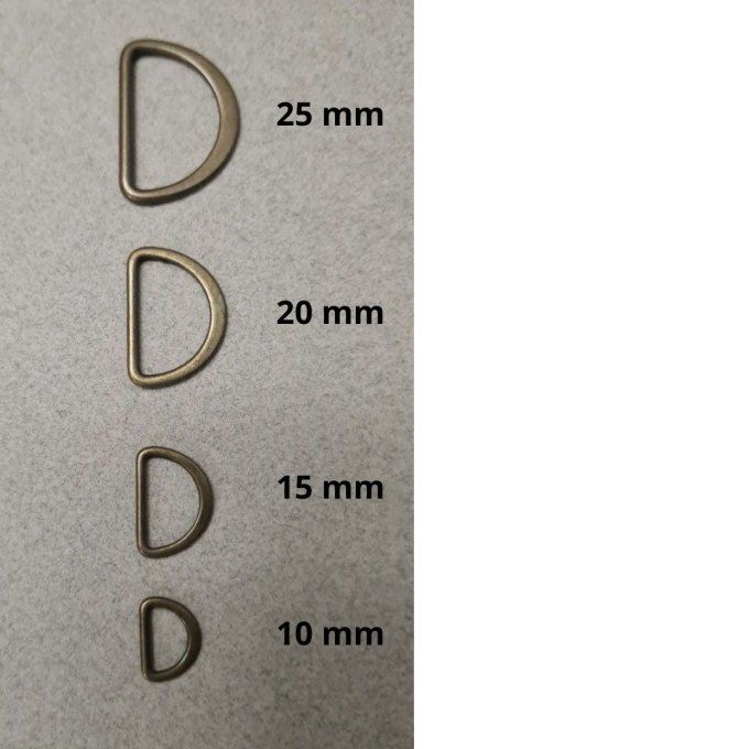 Boucle en D bronze pour sac, vendue à la pièce