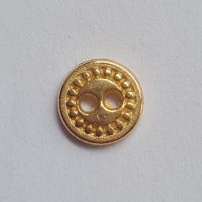 Bouton métal cerclé à point doré 9 mm à la pièce