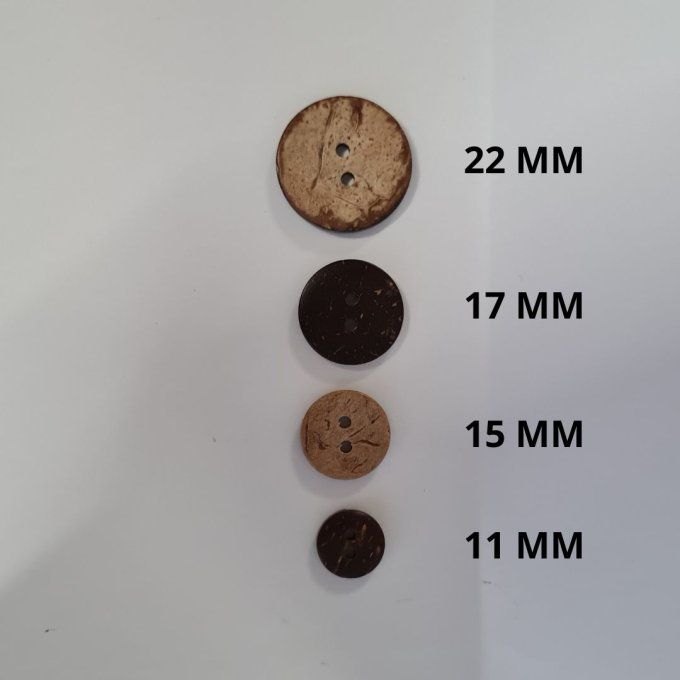 Bouton coco  11 / 15 / 17 / 22 mm à la pièce
