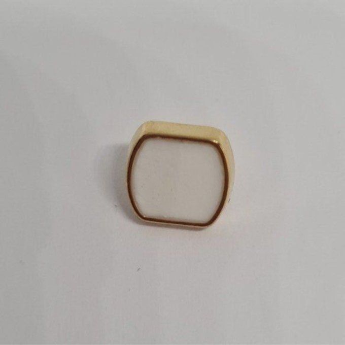 Bouton métal carré émaillé blanc 10 mm à la pièce