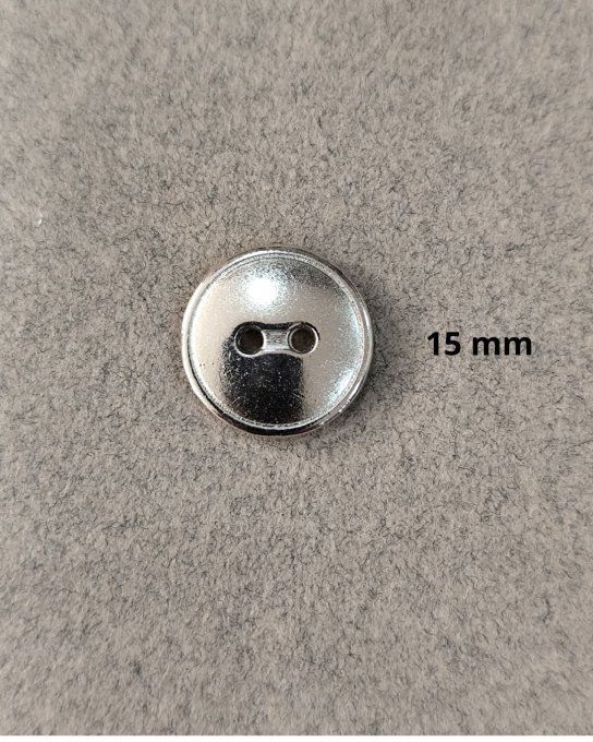 Bouton métal argent à la pièce 15 mm