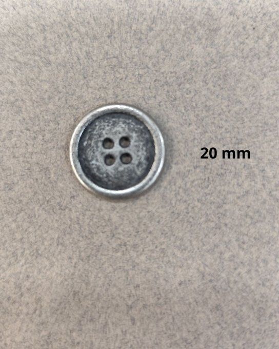 Bouton métal argent vieilli à la pièce