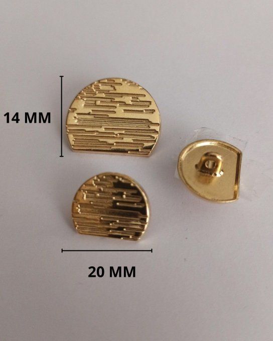 Bouton métal plat doré 20 mm  à la pièce
