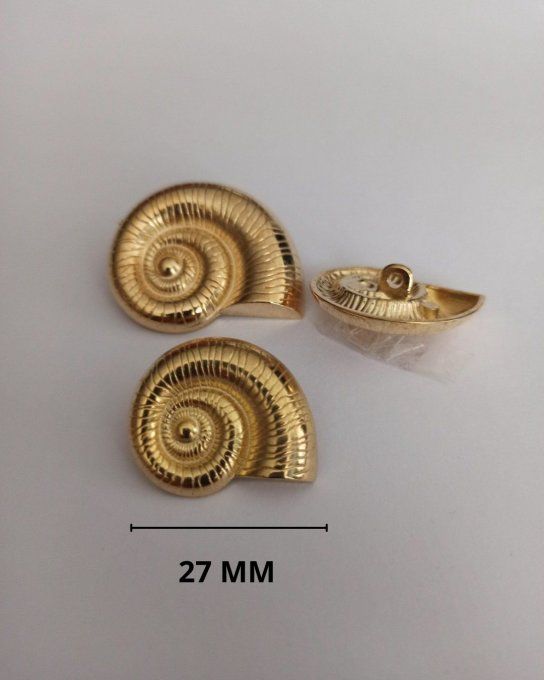 Bouton métal escargot Doré en 27 MM