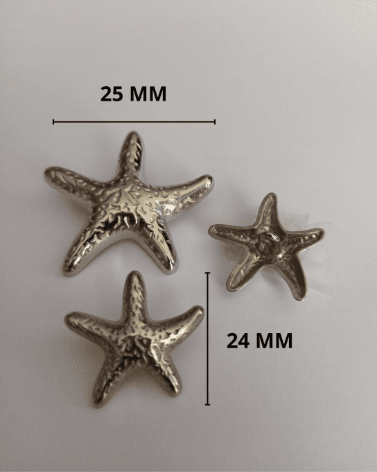 Bouton métal étoile argenté 25 MM