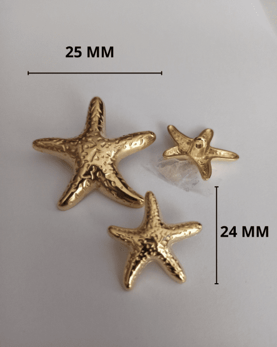 Bouton métal étoile doré 25 MM