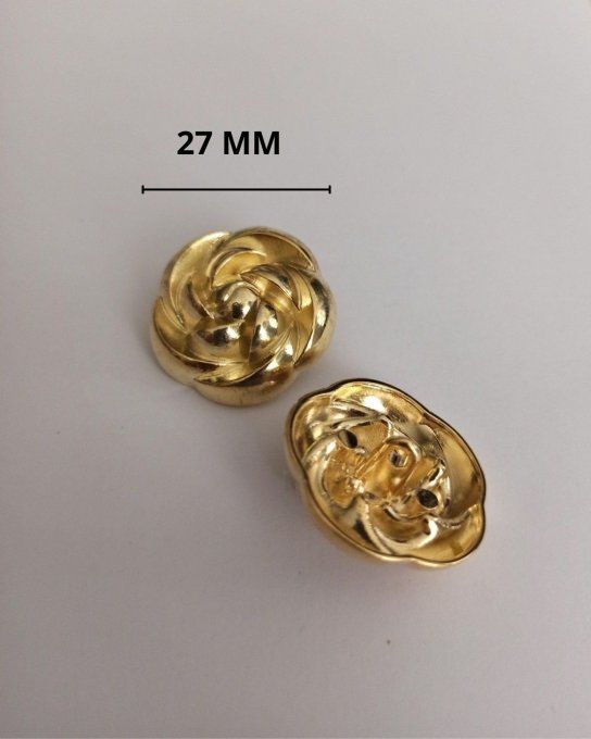 Bouton métal fleur doré 27 MM
