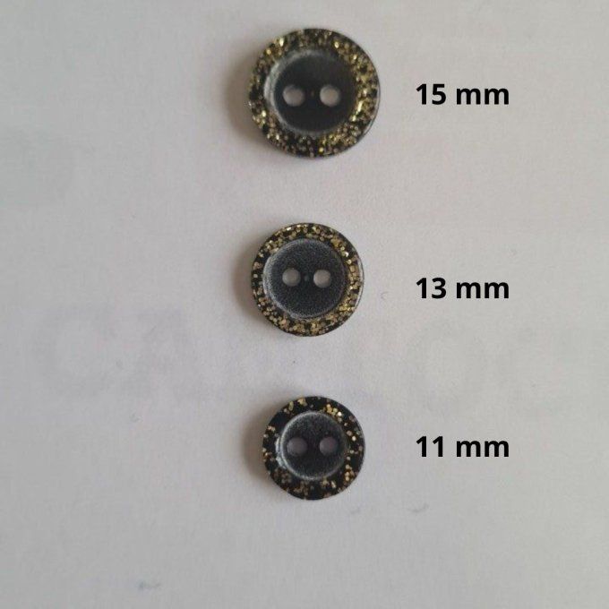 Bouton pailleté noir/doré à la pièce