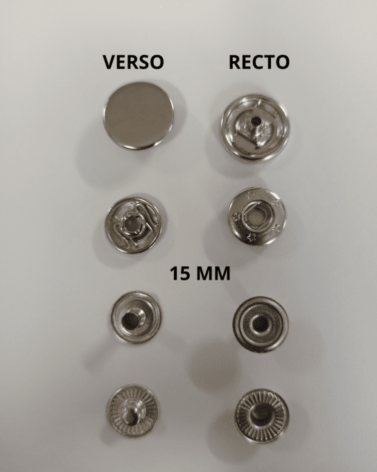 Bouton pression argent 15 mm à la pièce