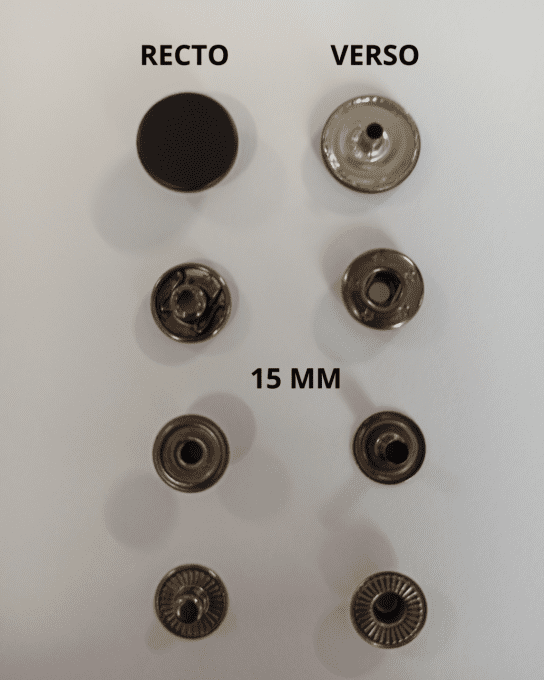 Bouton pression noir 15 mm à la pièce