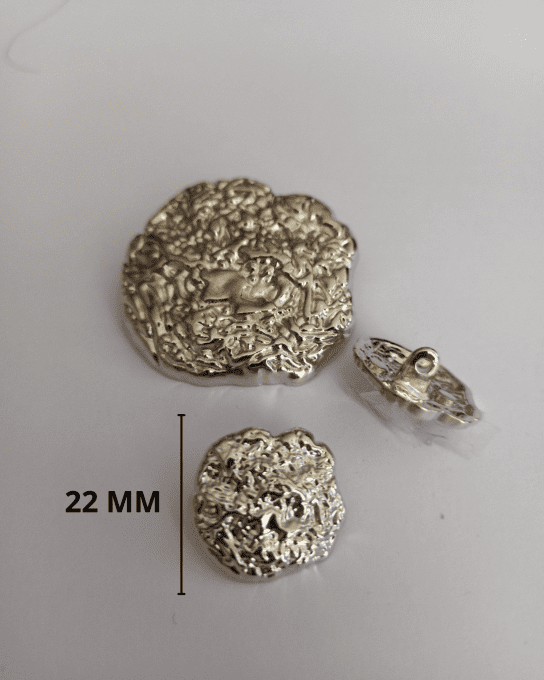Bouton métal Rocheuse argenté en 22 MM