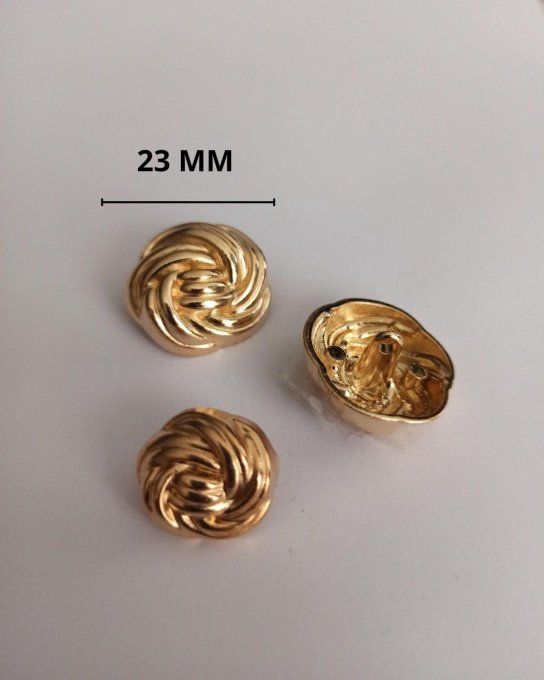 Bouton métal classique doré 23 mm à la pièce