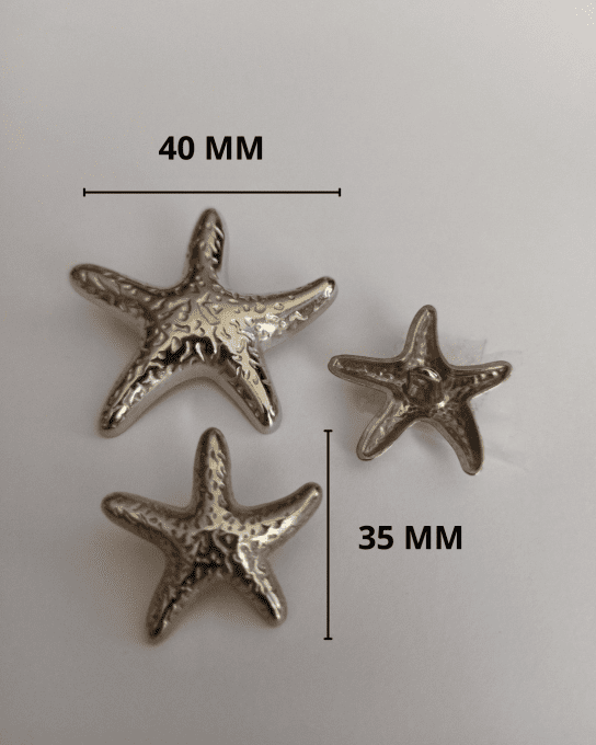 Bouton métal étoile argenté 40 MM