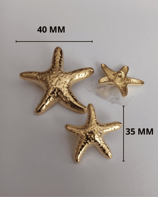 Bouton métal étoile doré 40 MM