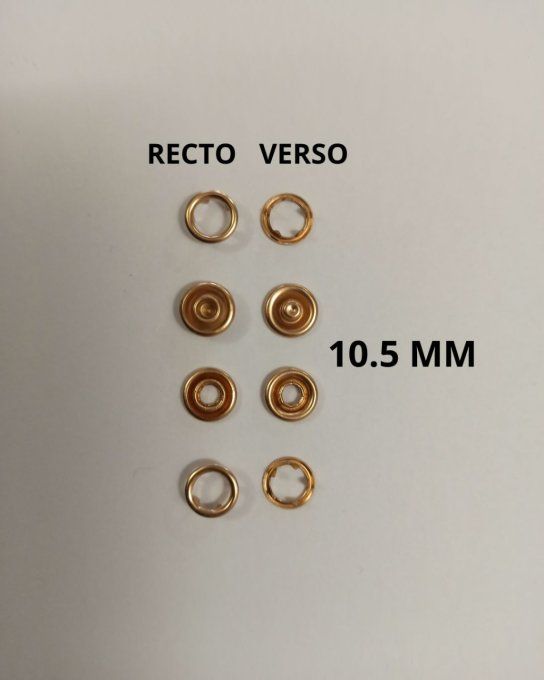 Bouton pression absorba vide 10.5 mm doré/ 9.5 mm