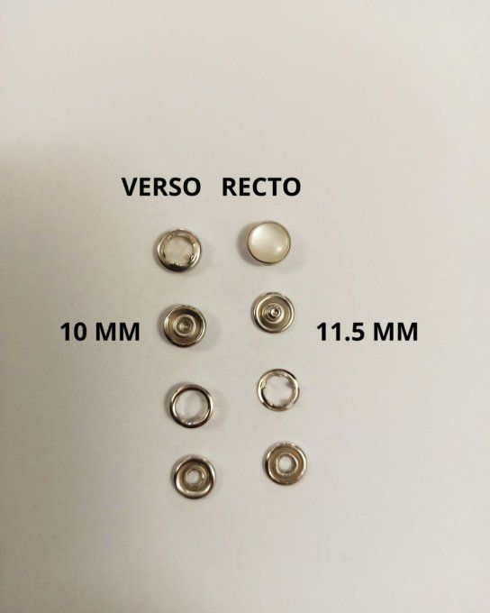 Bouton pression absorba nacré  argent 10.50 / 11.50 mm à la pièce