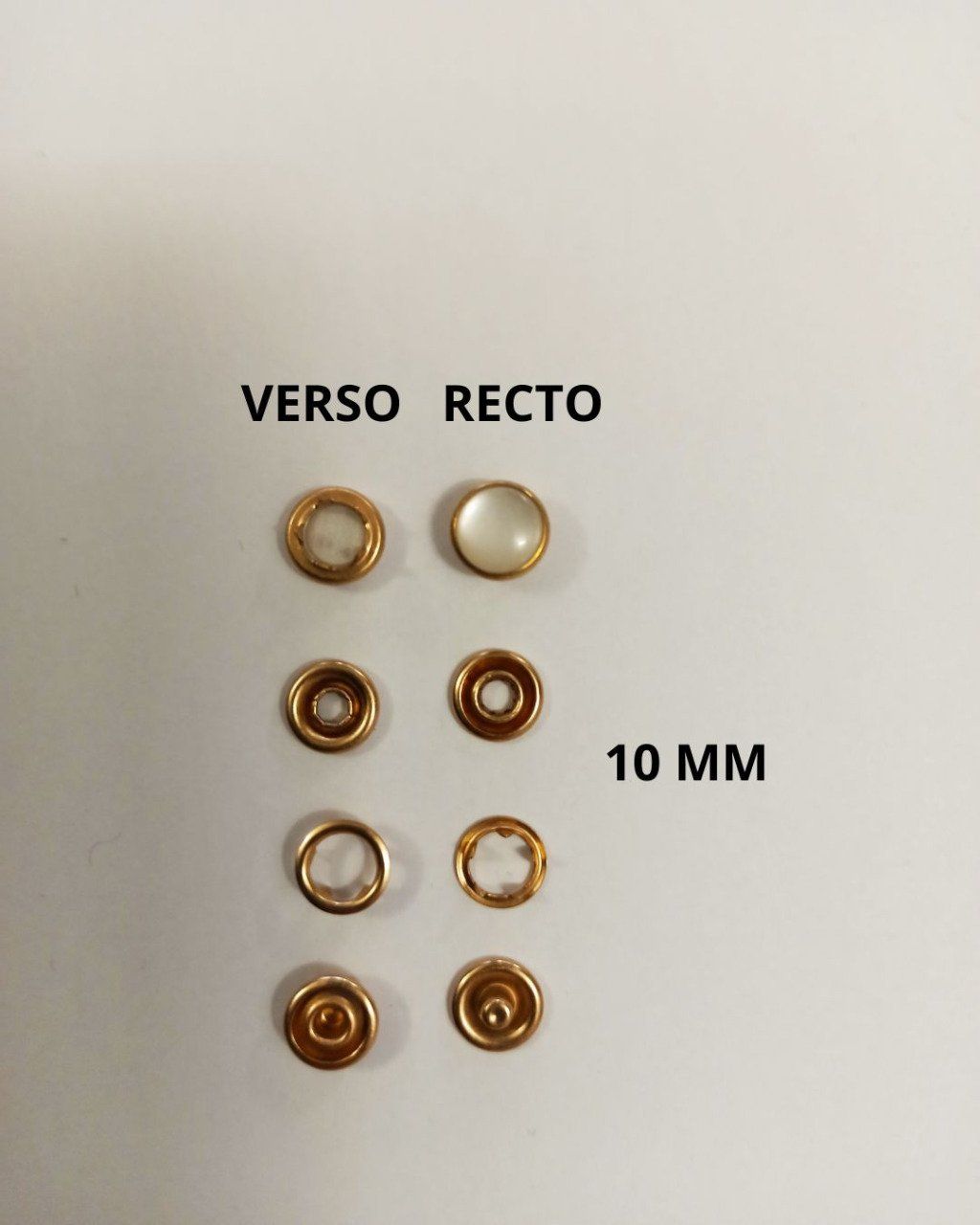 Bouton pression absorba  nacré 10 mm doré