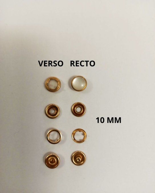Bouton pression absorba nacré doré 10 mm à la pièce