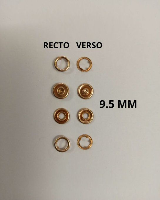 Bouton pression absorba vide 10.5 mm doré/ 9.5 mm