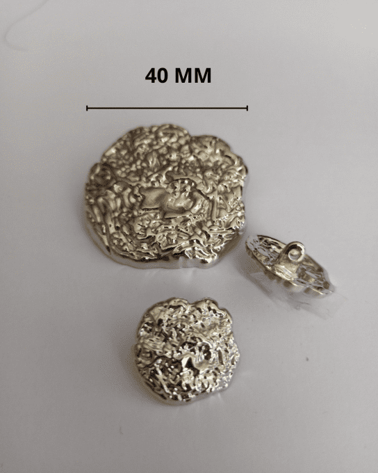 Bouton métal Rocheuse argenté en 40 MM 