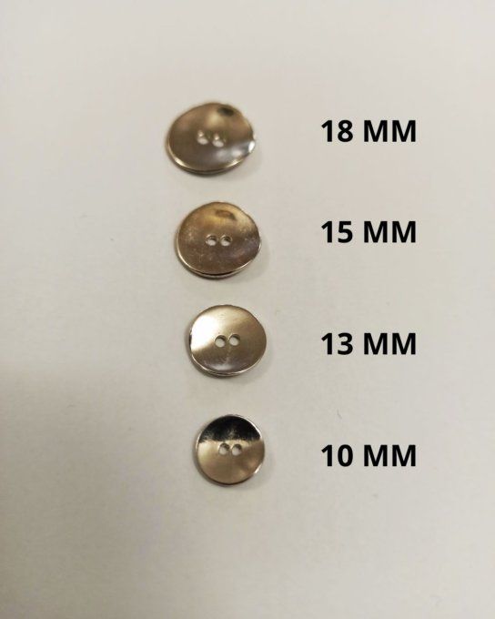 Bouton métal chips argent à la pièce