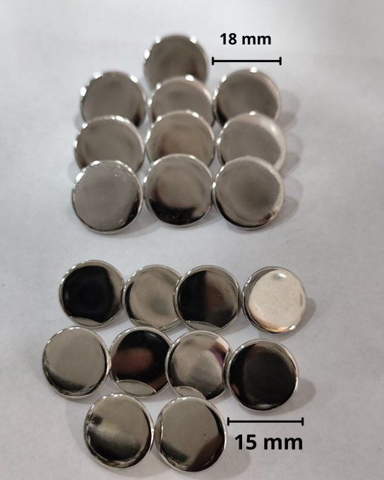 Boutons métal à queue argent, lot de 20
