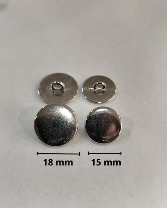 Boutons métal à queue argent, lot de 20