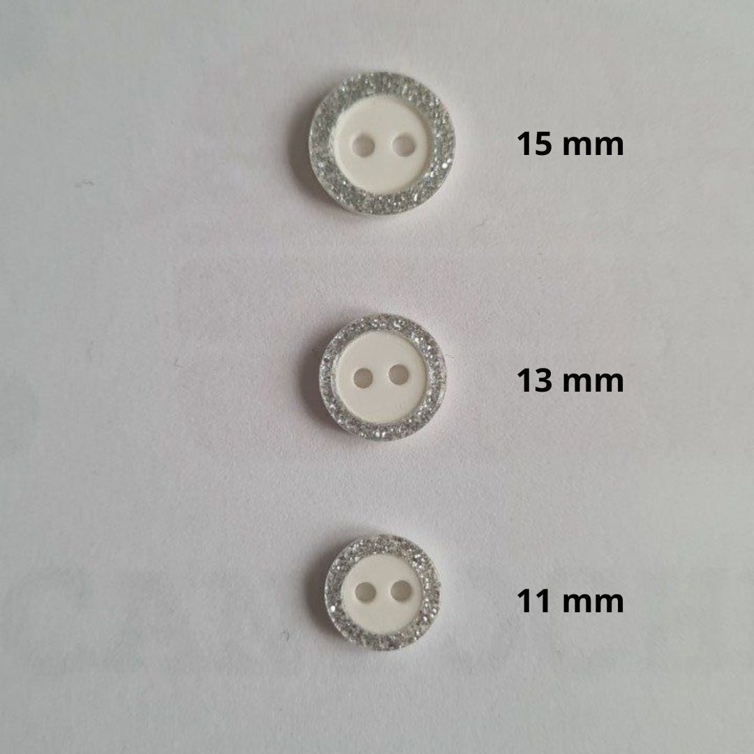 Bouton pailleté blanc/ argenté