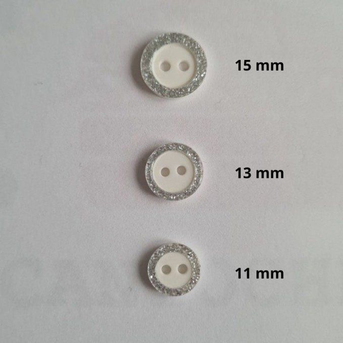 Bouton pailleté blanc/ argenté
