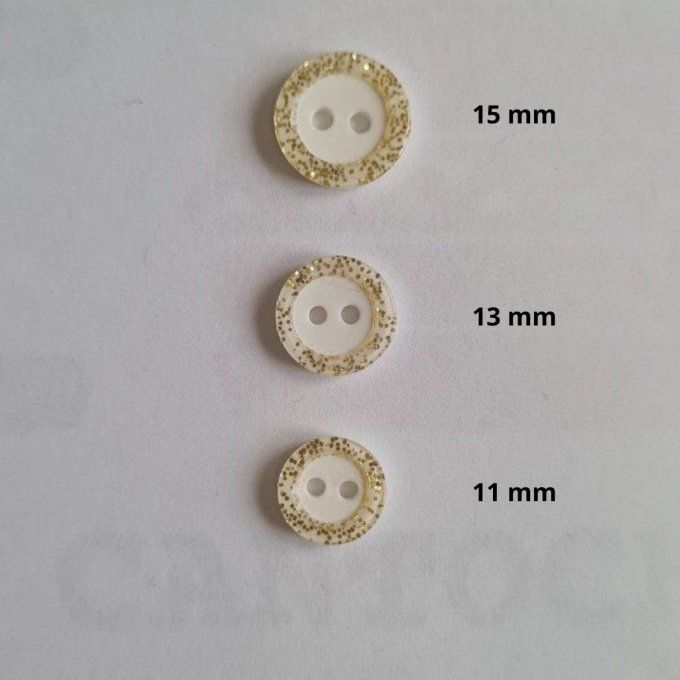 Bouton pailleté blanc/ doré à la pièce