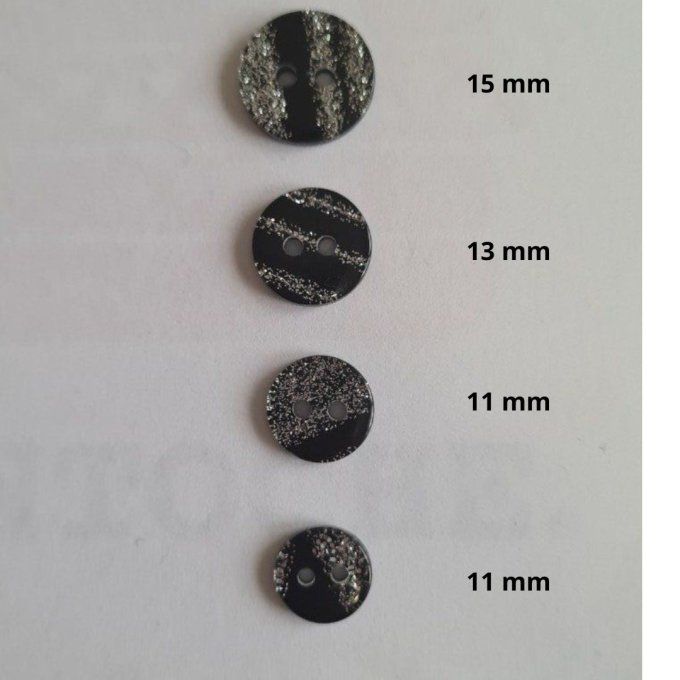 Bouton pailleté noir/argenté à la pièce